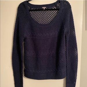 Open knit navy sweater
